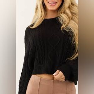 DKNY Black Cable Knit Women's Sweater